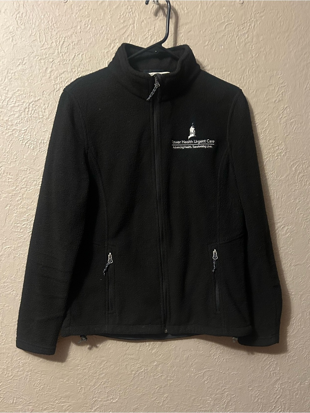 Port Authority Black Full-Zip Teddy Fleece Jacket with Logo